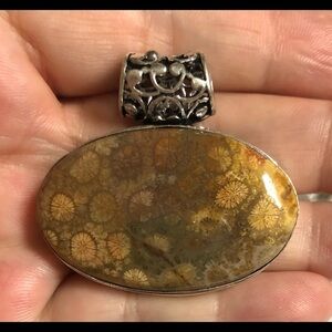 Handmade Artisan Natural Fossilized Coral Pendant huge
